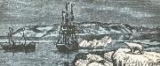 unknow artist Nordenskiolds vessel Vega give salute the double Asia northernmost udde Kap Tjeljuskin in august 1878 oil